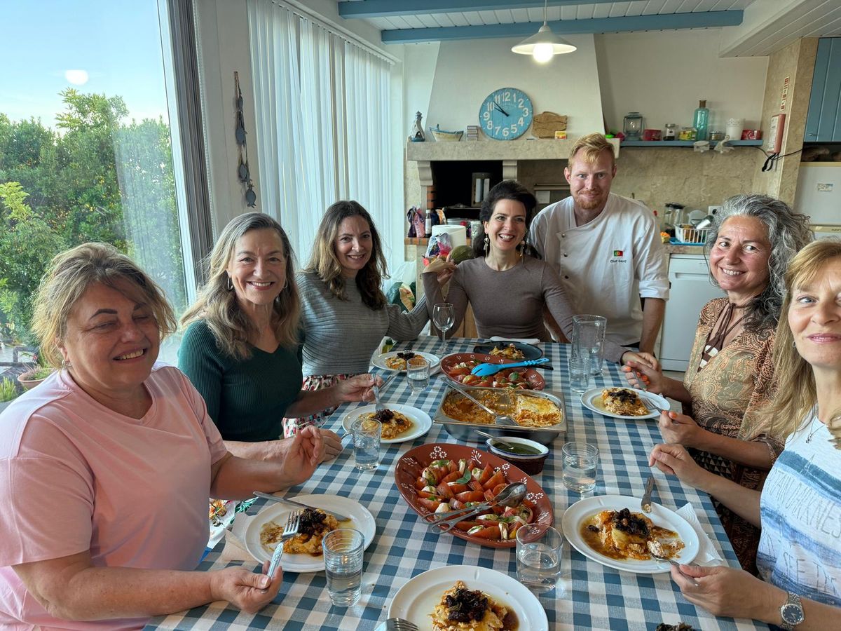 Refeição partilhada com o chef durante um retiro