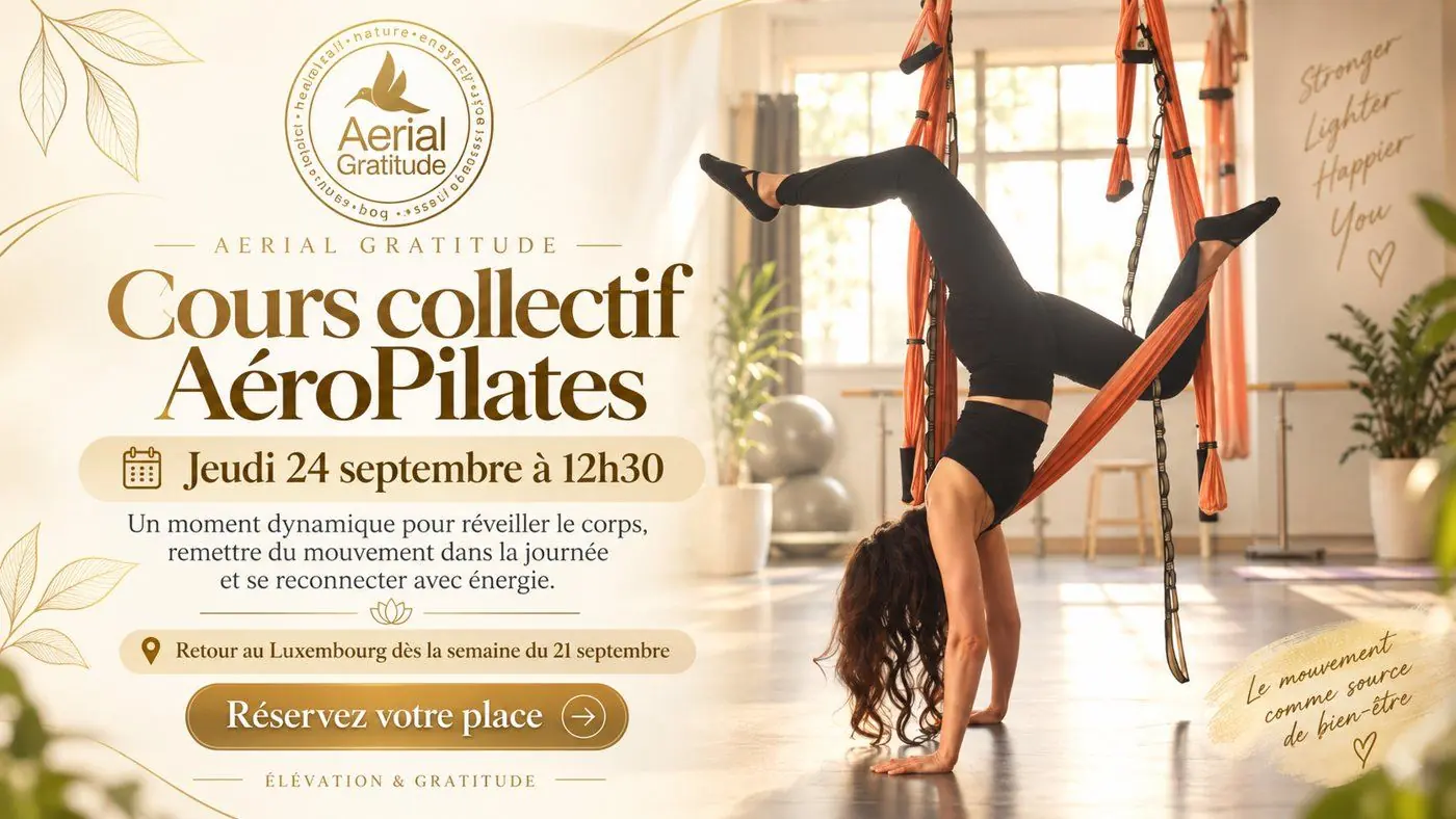 Plakat Aerial Yoga Rücken und Lymphdrainage