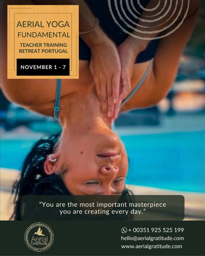 Cartaz Aerial Yoga Fundamental Teacher Training Retreat Portugal